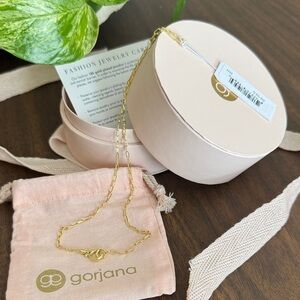 Gorjana Gold Necklace with Light Pink Pouch and Box